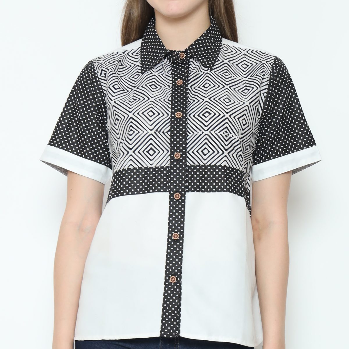 Melastri Shirt Cream Black - Image 2