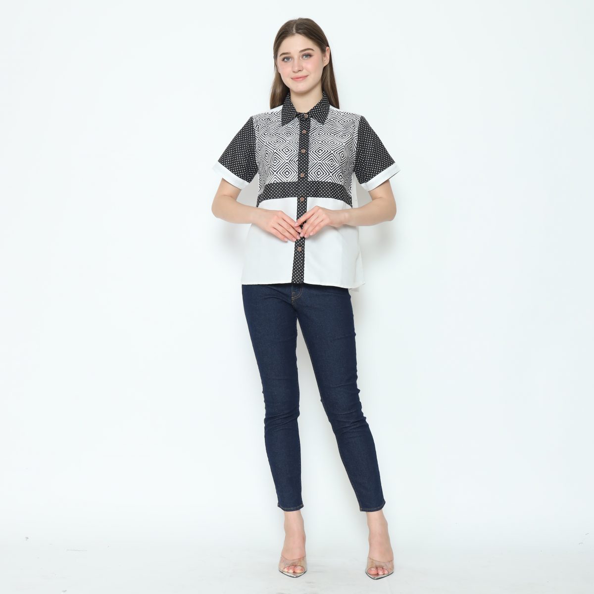 Melastri Shirt Cream Black - Image 9