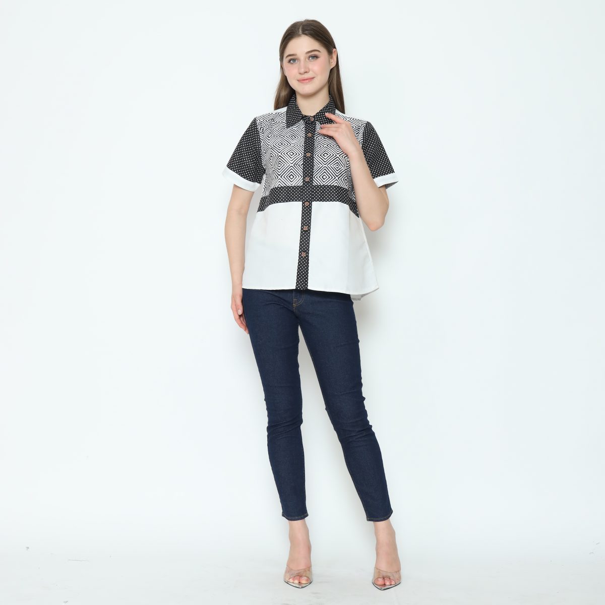 Melastri Shirt Cream Black - Image 8
