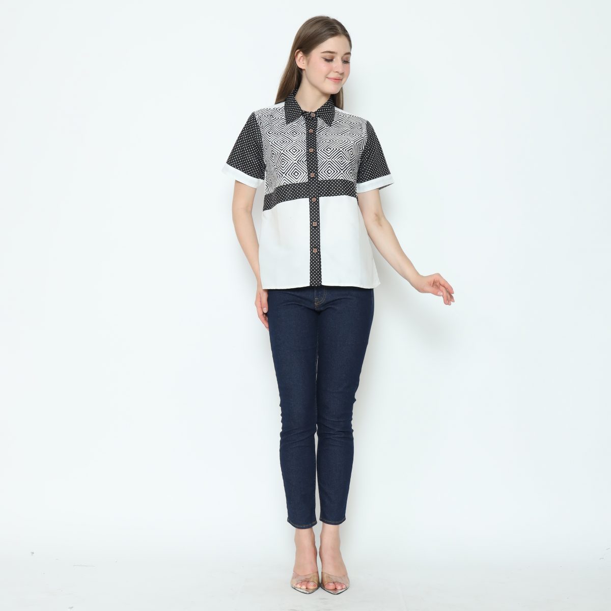 Melastri Shirt Cream Black - Image 7