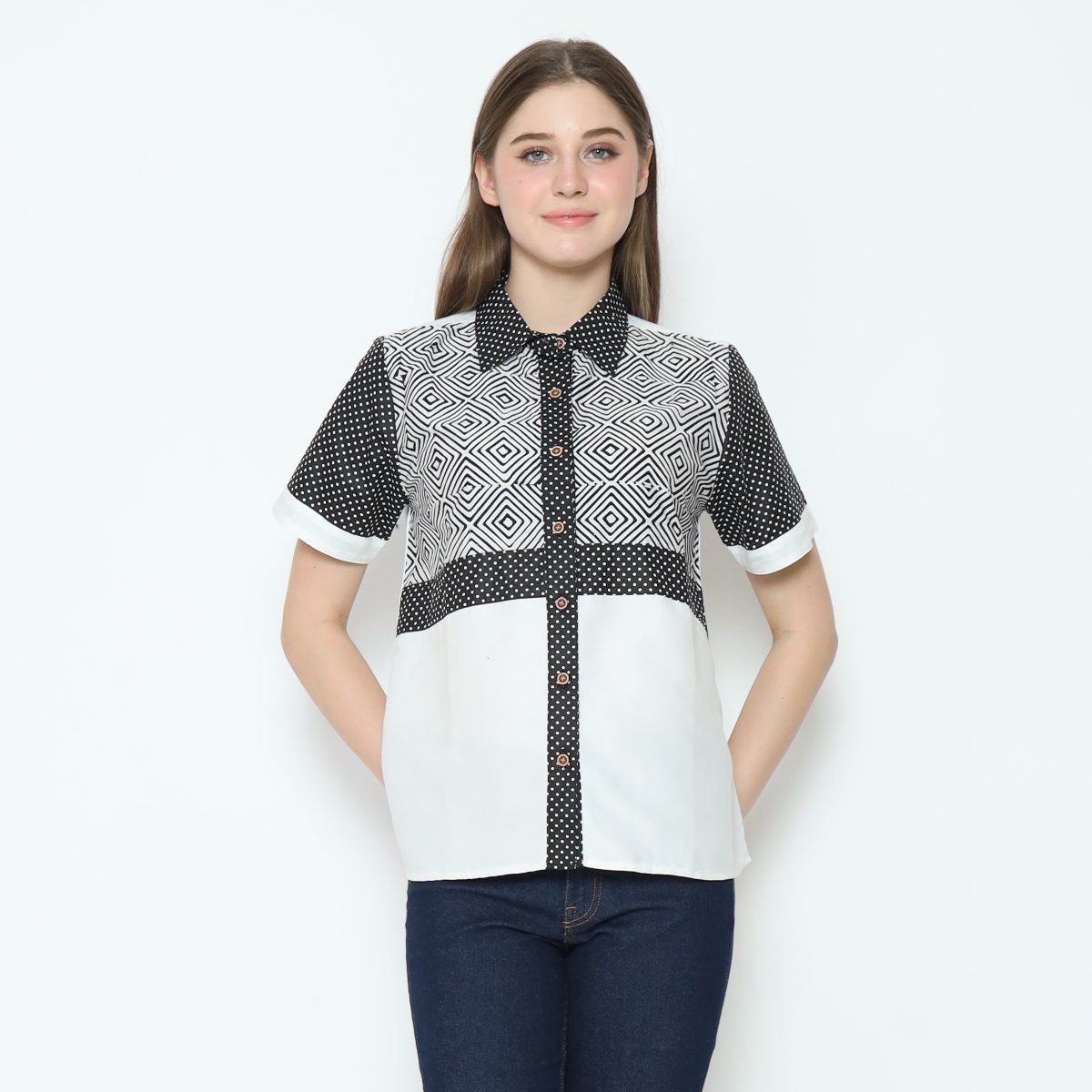 Melastri Shirt Cream Black