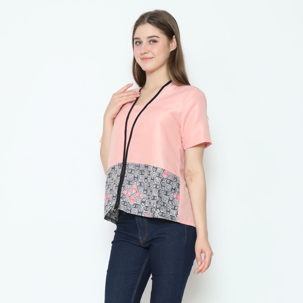 Yuki Blouse Pink Grey - Image 5