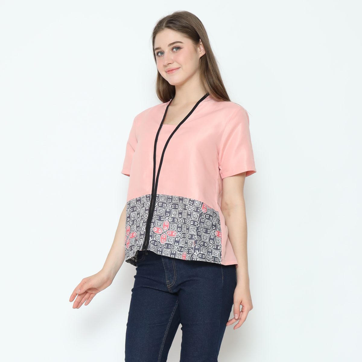 Yuki Blouse Pink Grey - Image 4