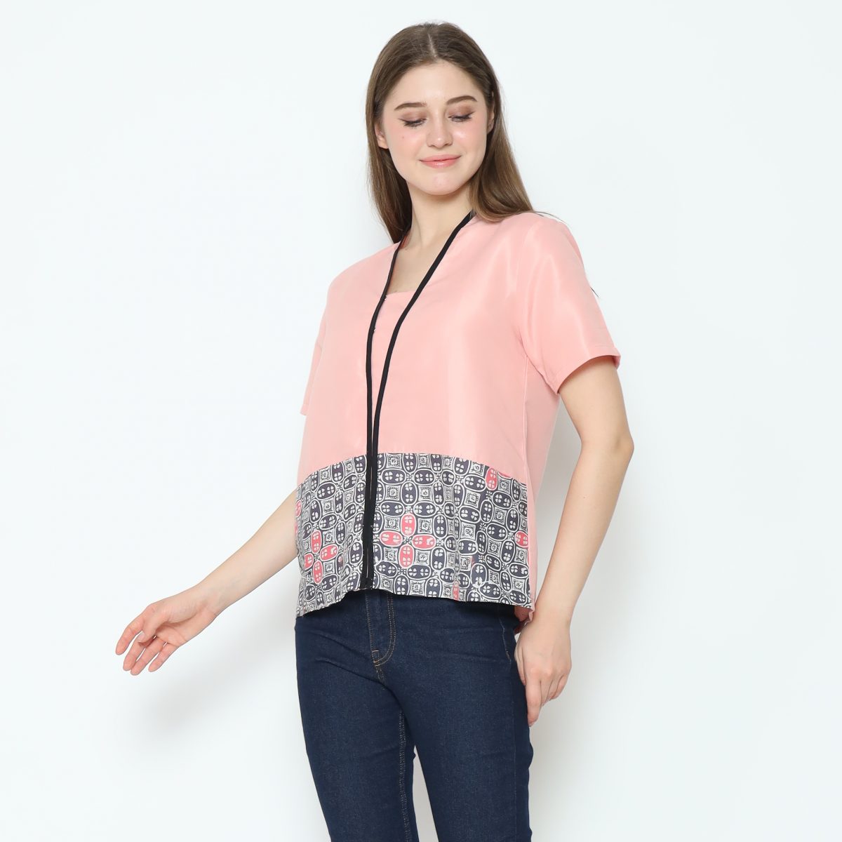 Yuki Blouse Pink Grey - Image 3