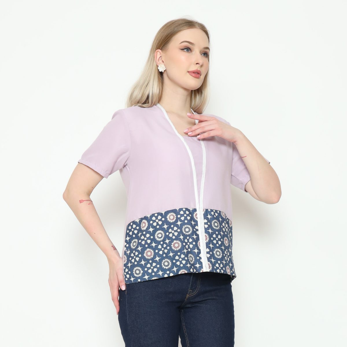Yuki Blouse Purple Grey - Image 3