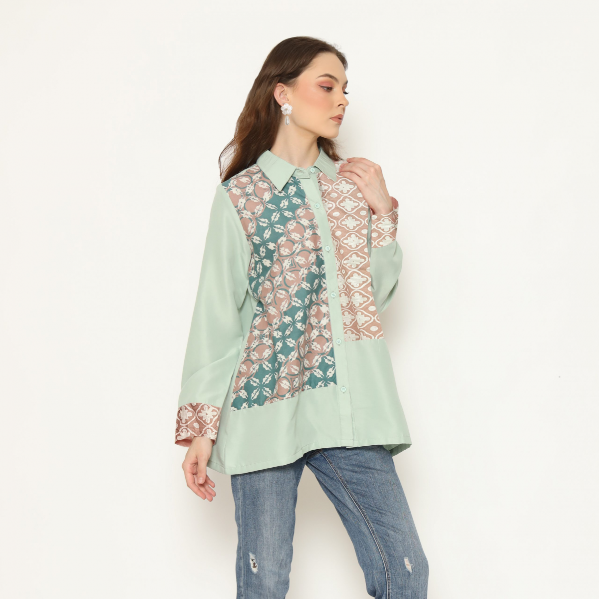 Raina Shirt Green Brown - Image 3