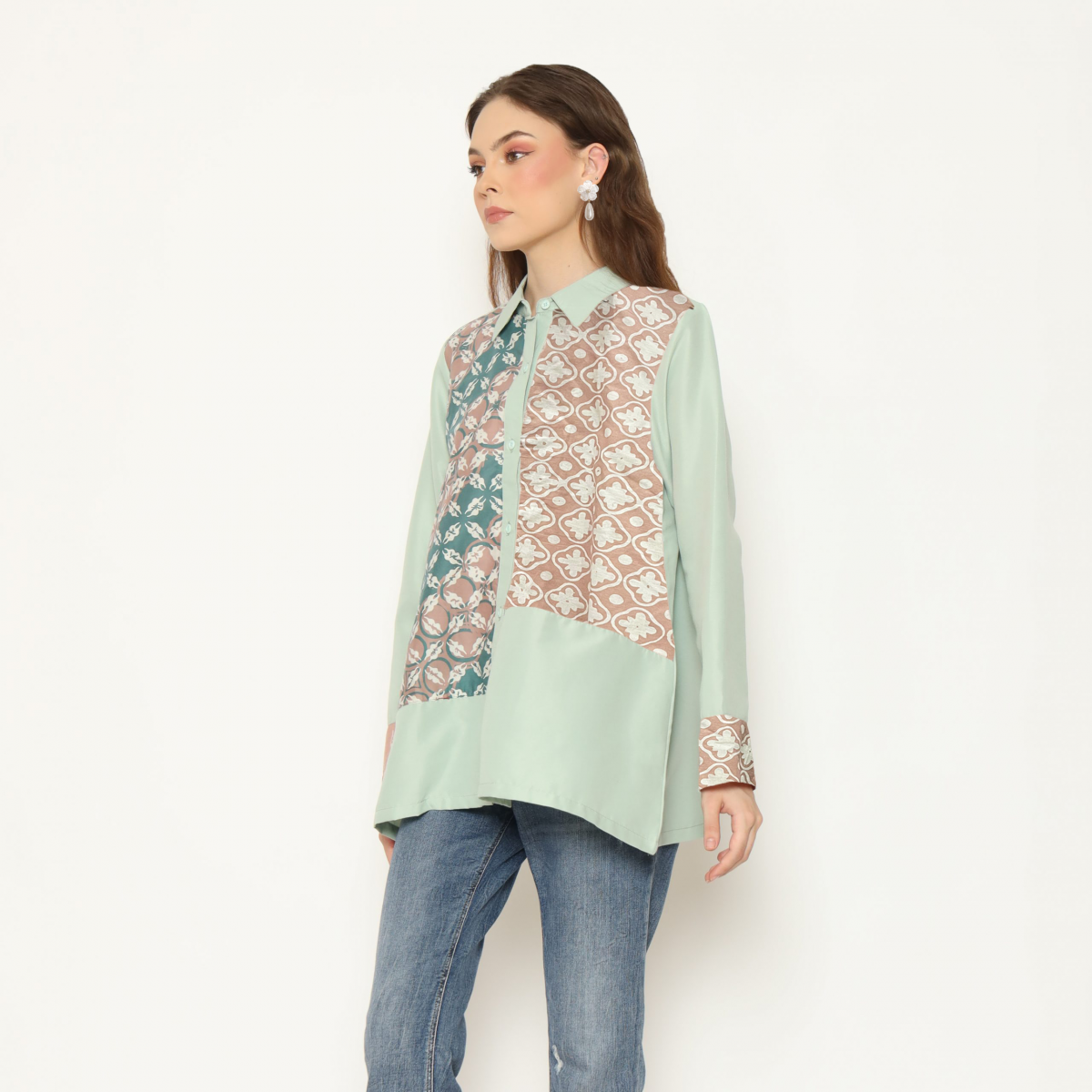 Raina Shirt Green Brown - Image 4
