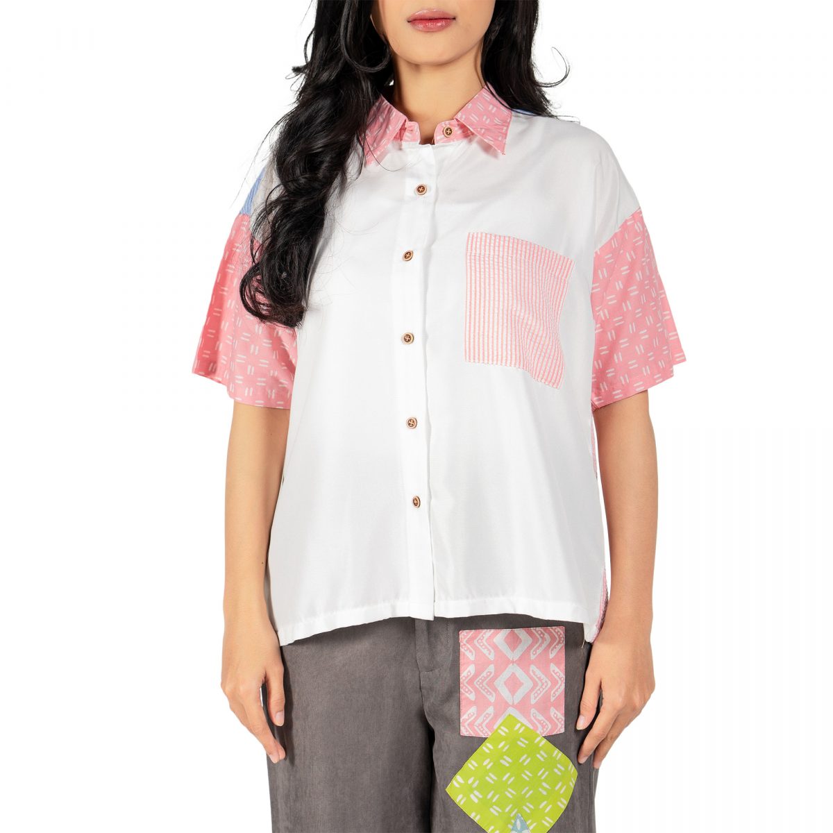 Azara Shirt Pink Cream - Image 2