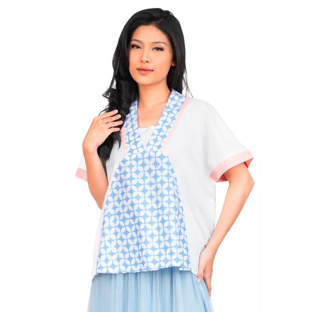 Riri Blouse White Blue