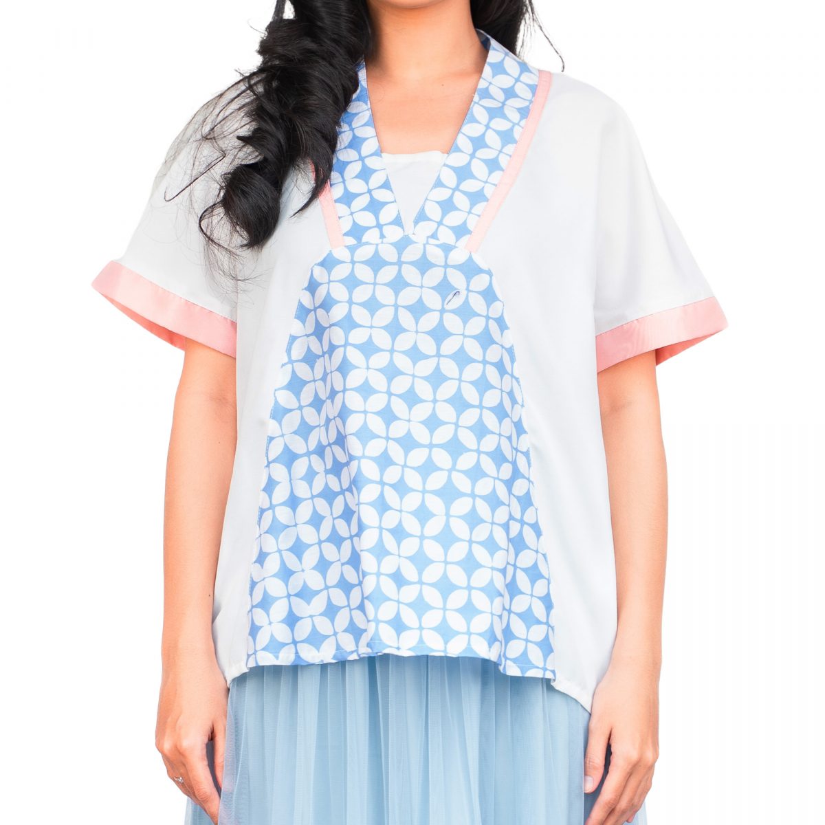 Riri Blouse White Blue - Image 2