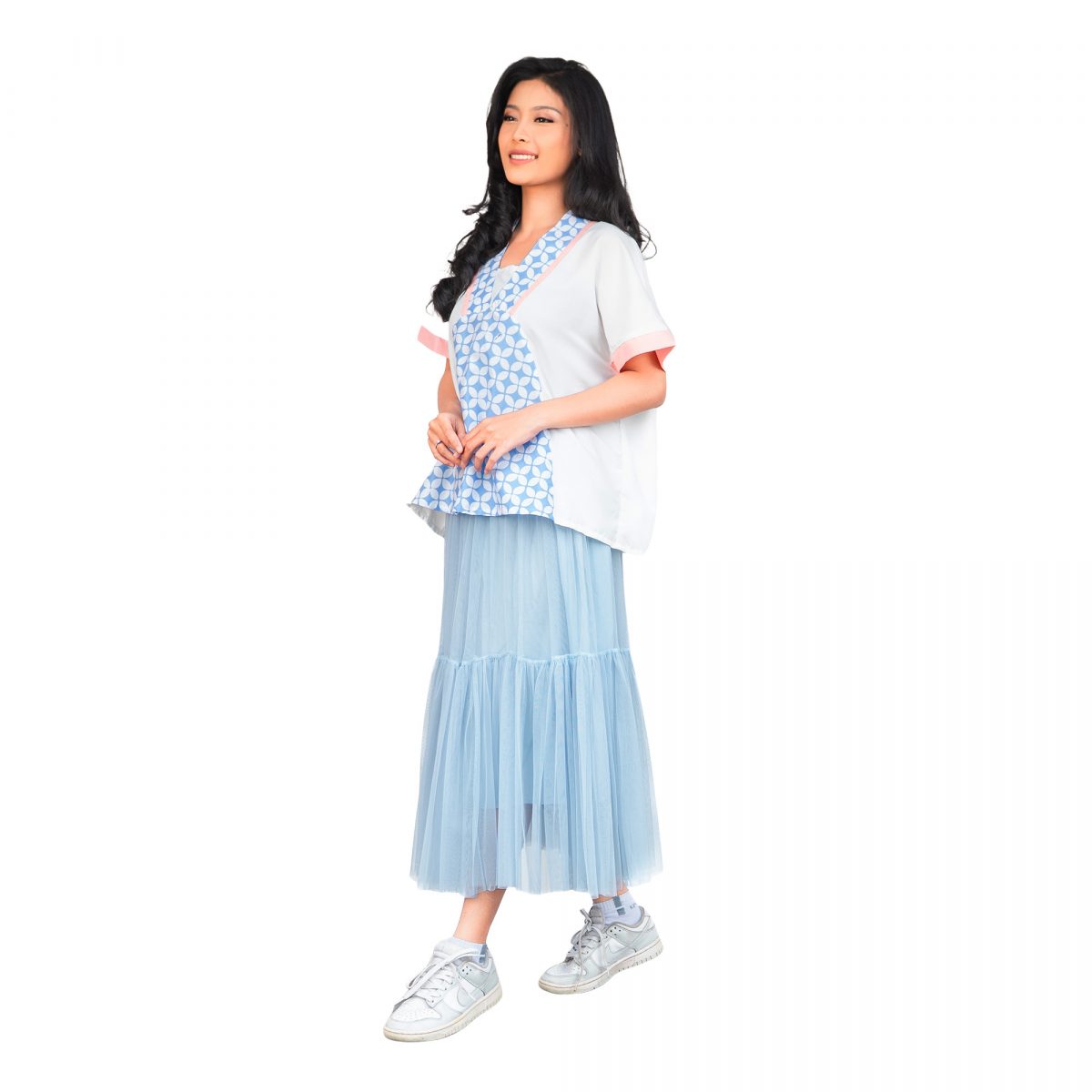 Riri Blouse White Blue - Image 3