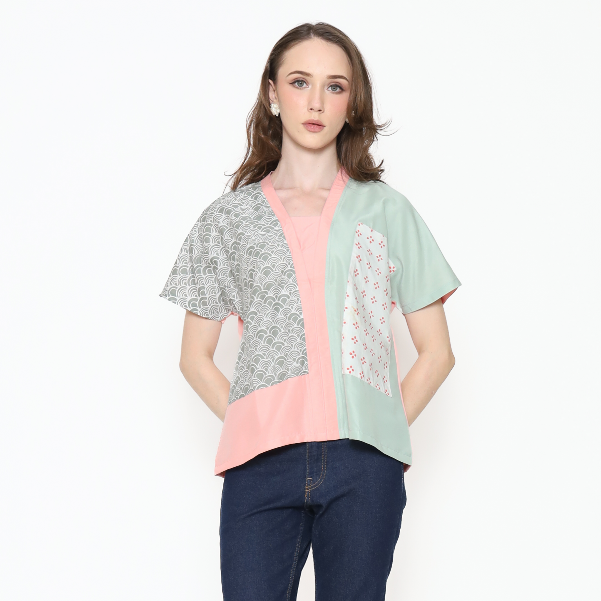 Ria Blouse Green Pink