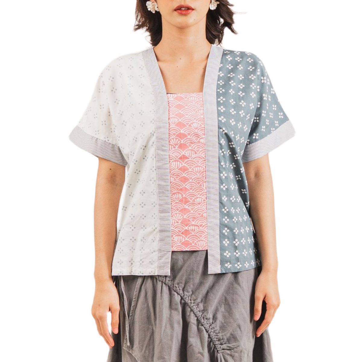 Saigon Blouse Cream Grey - Image 3