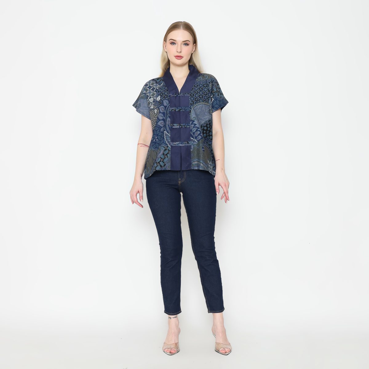 Olivia Blouse Navy Olive - Image 7