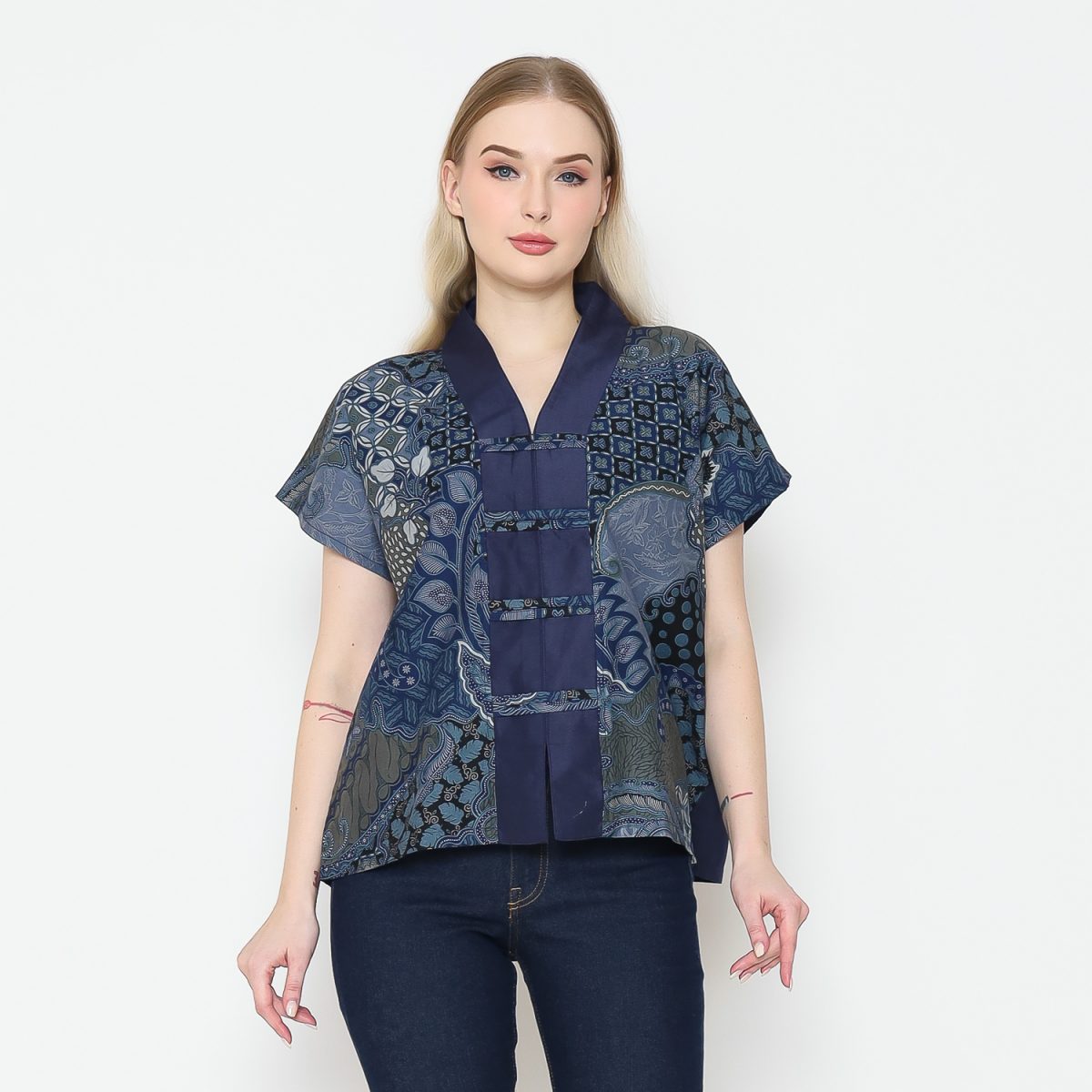 Olivia Blouse Navy Olive