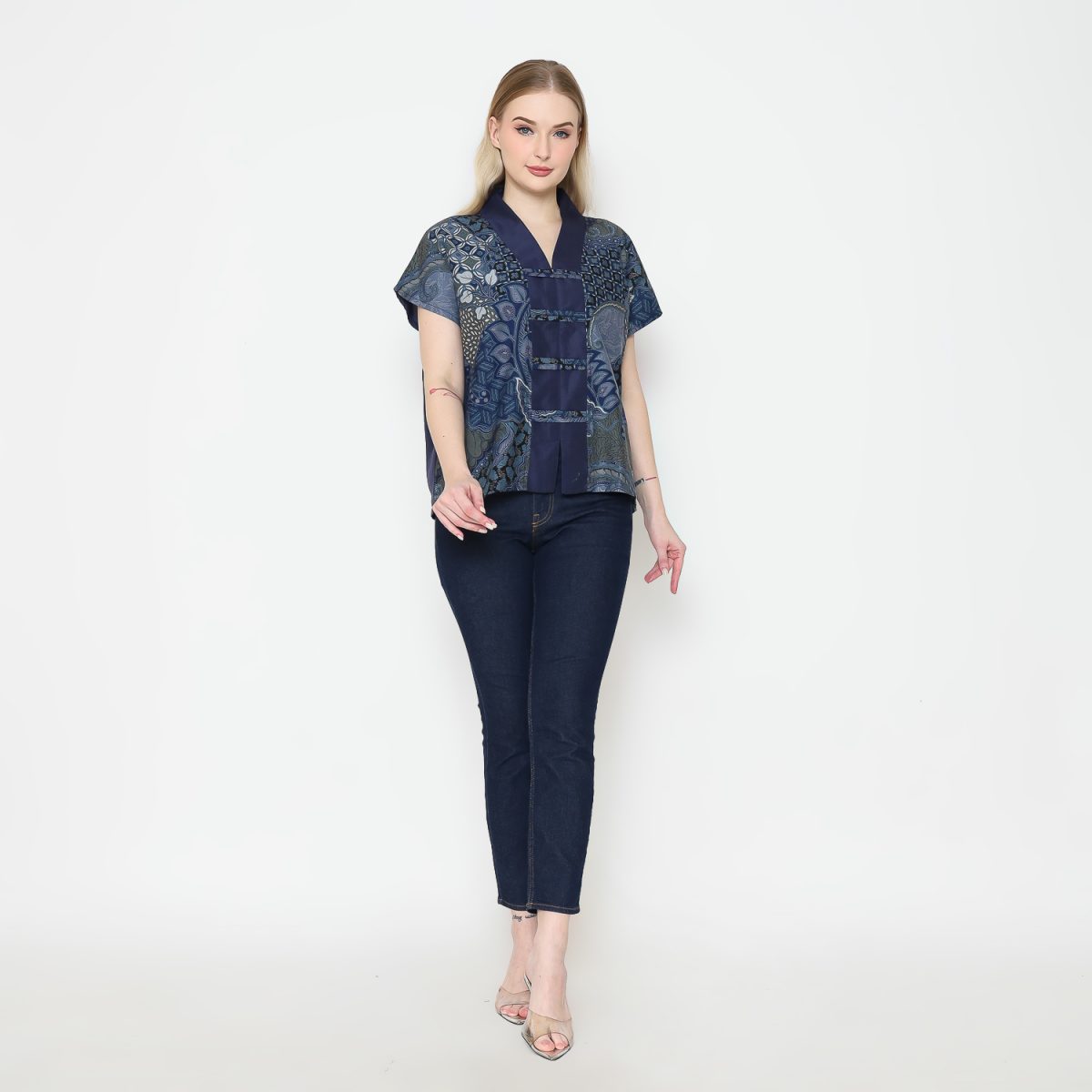 Olivia Blouse Navy Olive - Image 6