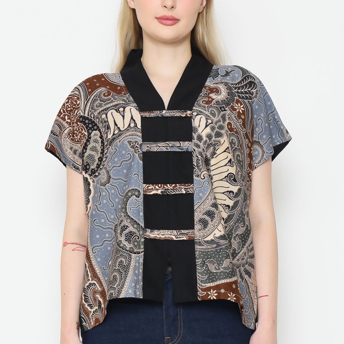 Olivia Blouse Multi Brown - Image 2