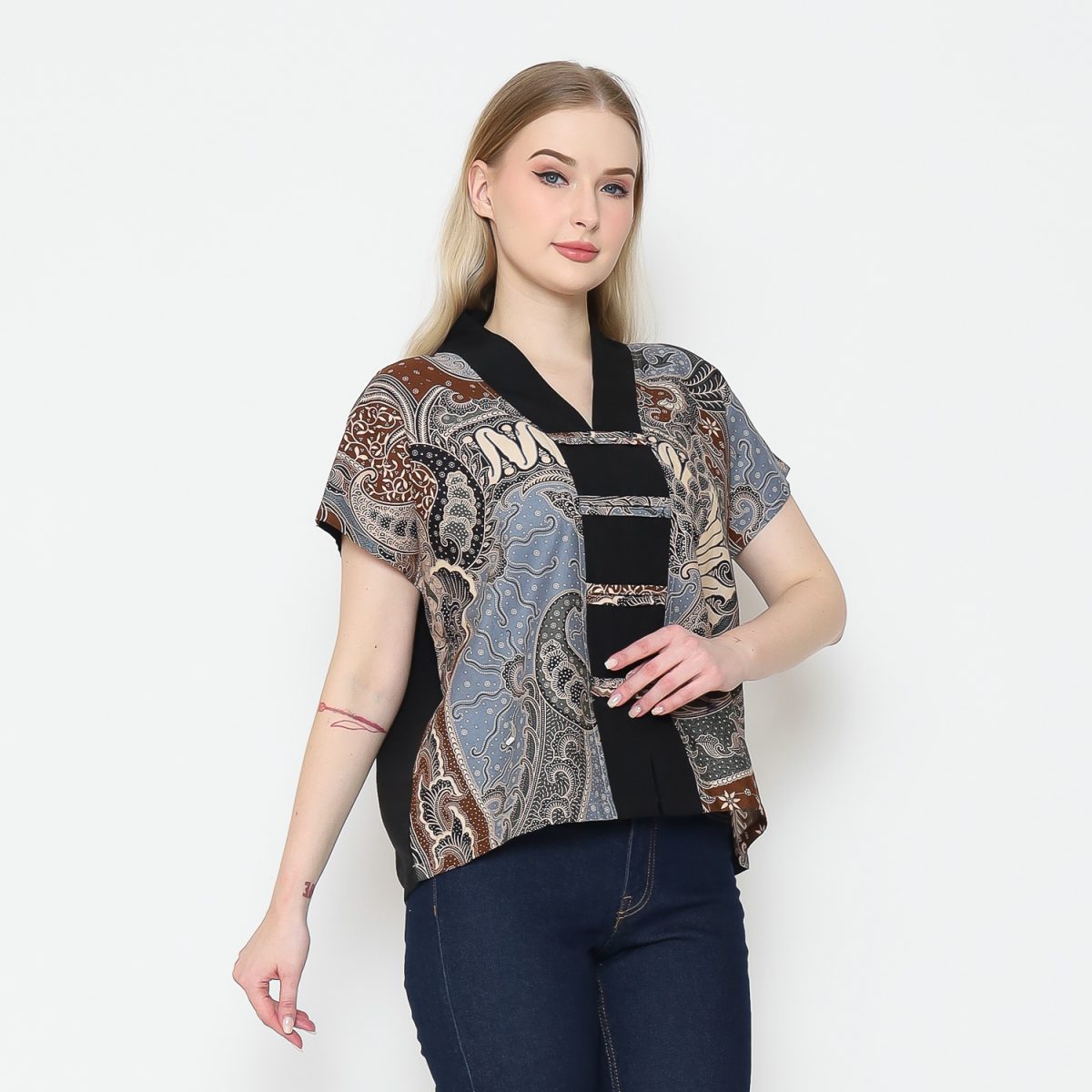 Olivia Blouse Multi Brown - Image 3