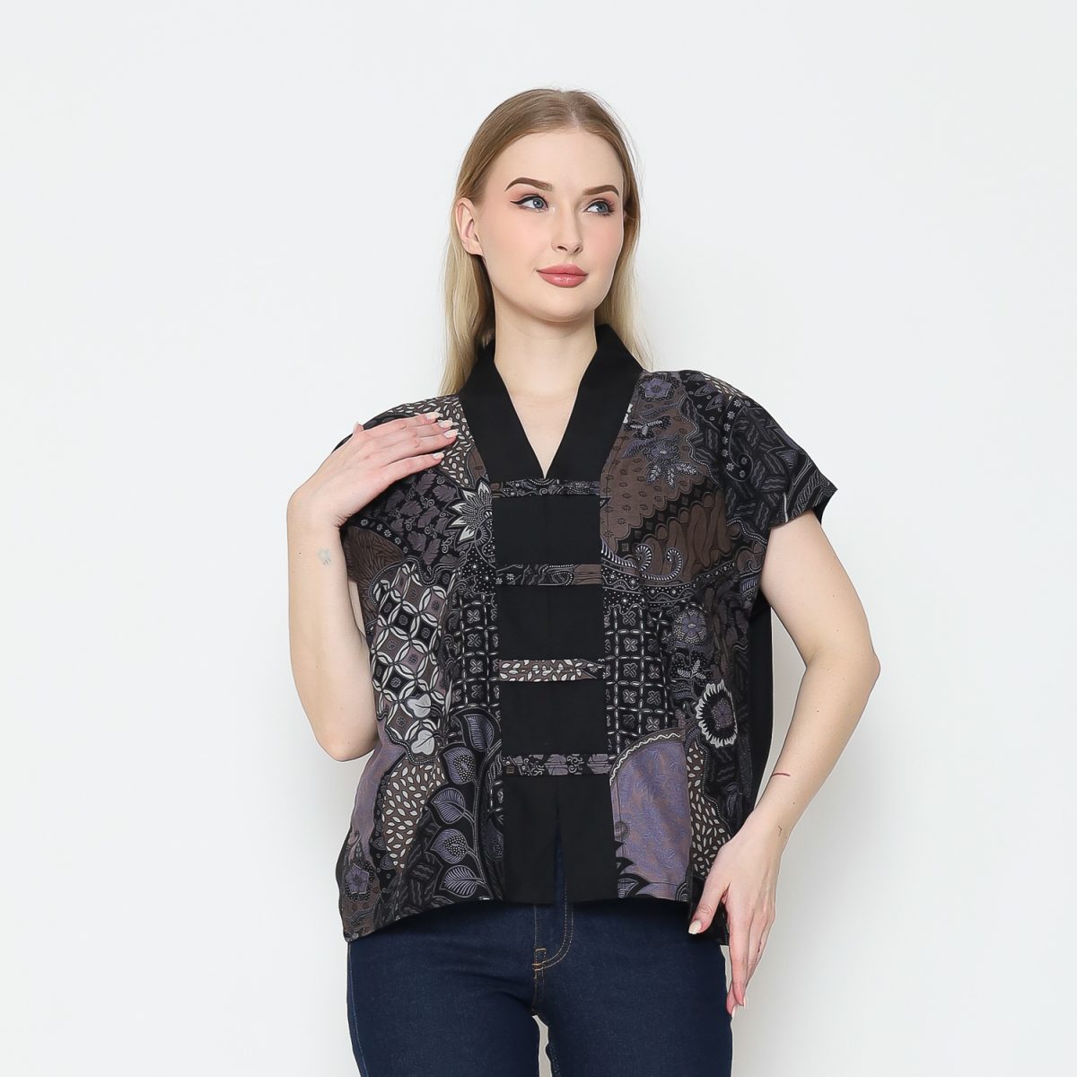 Olivia Blouse Black Purple - Image 4