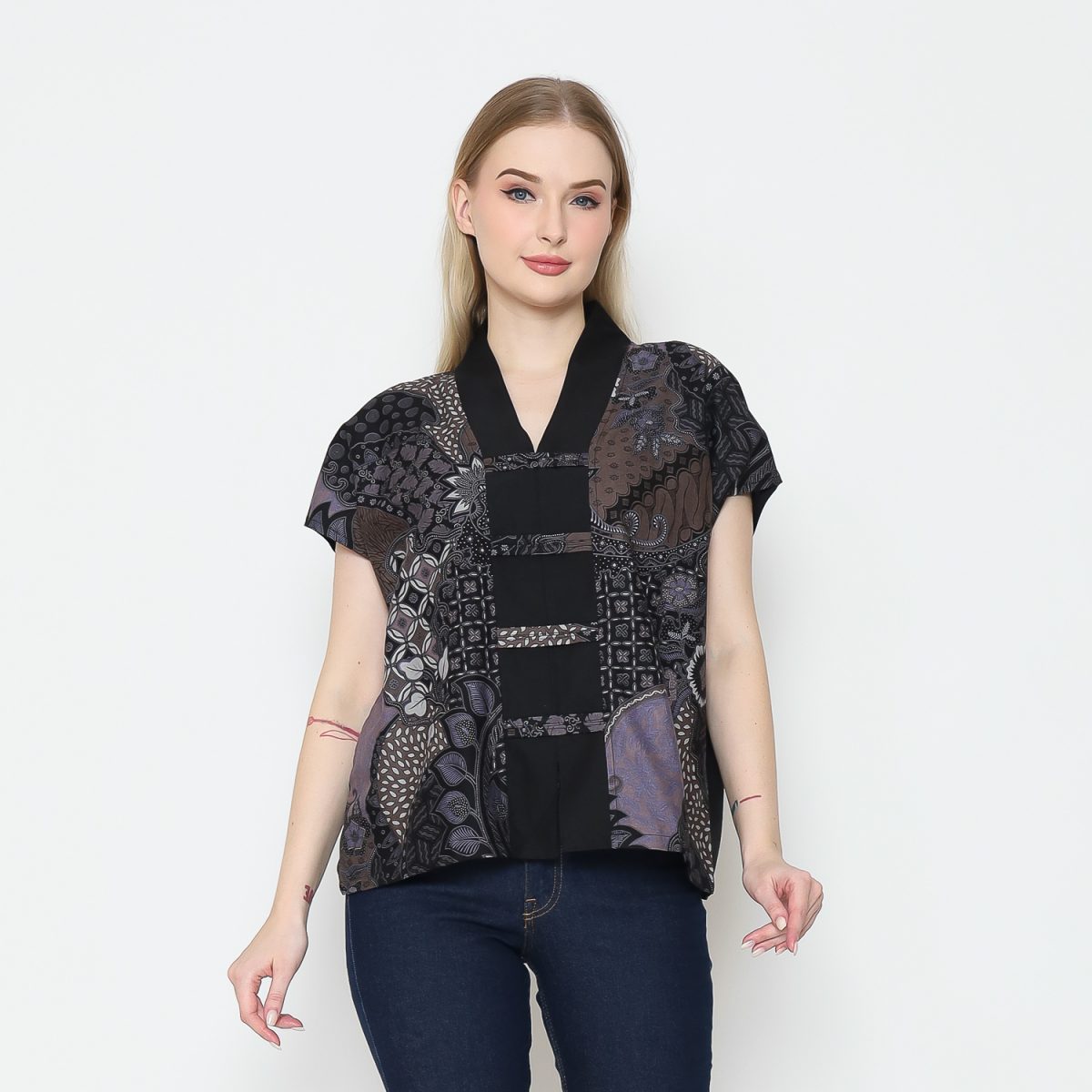 Olivia Blouse Black Purple