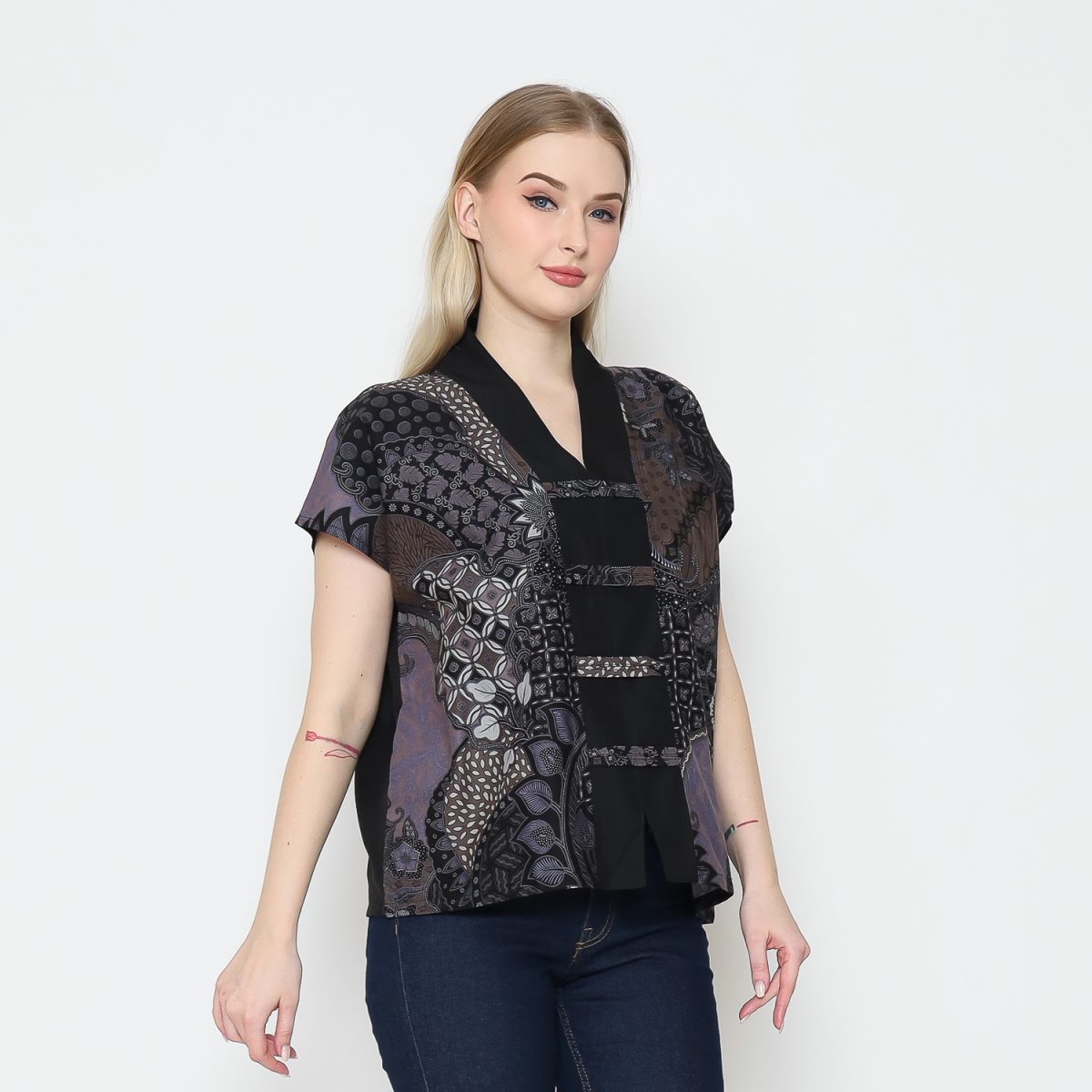 Olivia Blouse Black Purple - Image 3