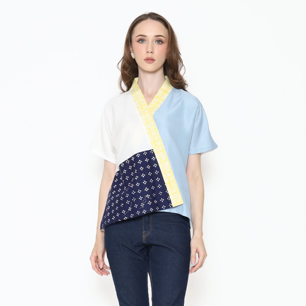 Irene Blouse Navy Yellow