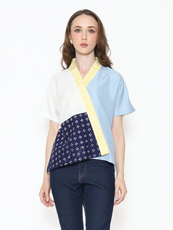 Irene Blouse Navy Yellow