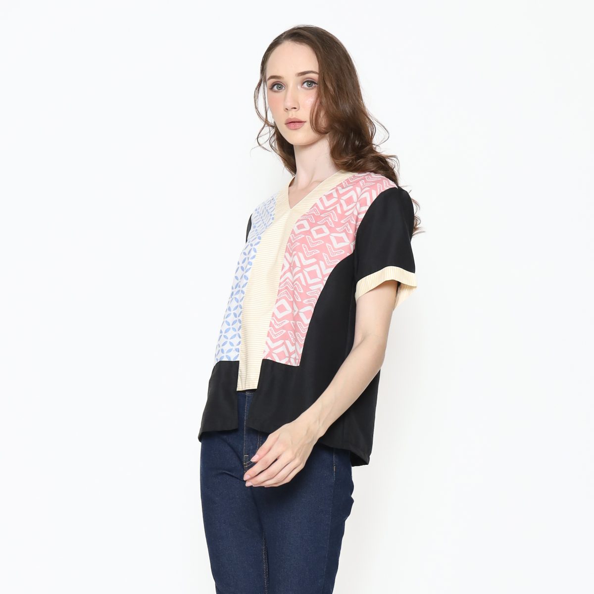 Michela Blouse Blue Pink - Image 3
