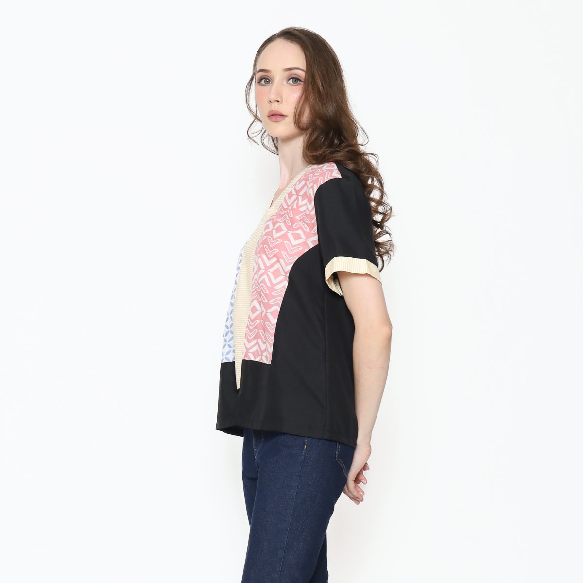 Michela Blouse Blue Pink - Image 4