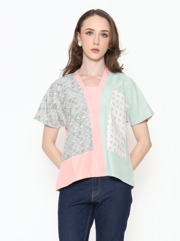 Ria Blouse Green Pink