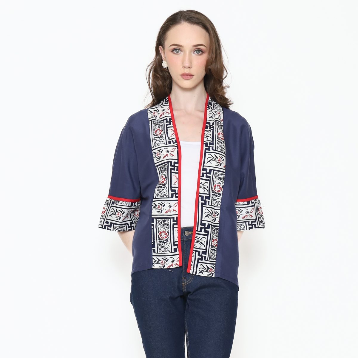 Divya Blazer Navy Red