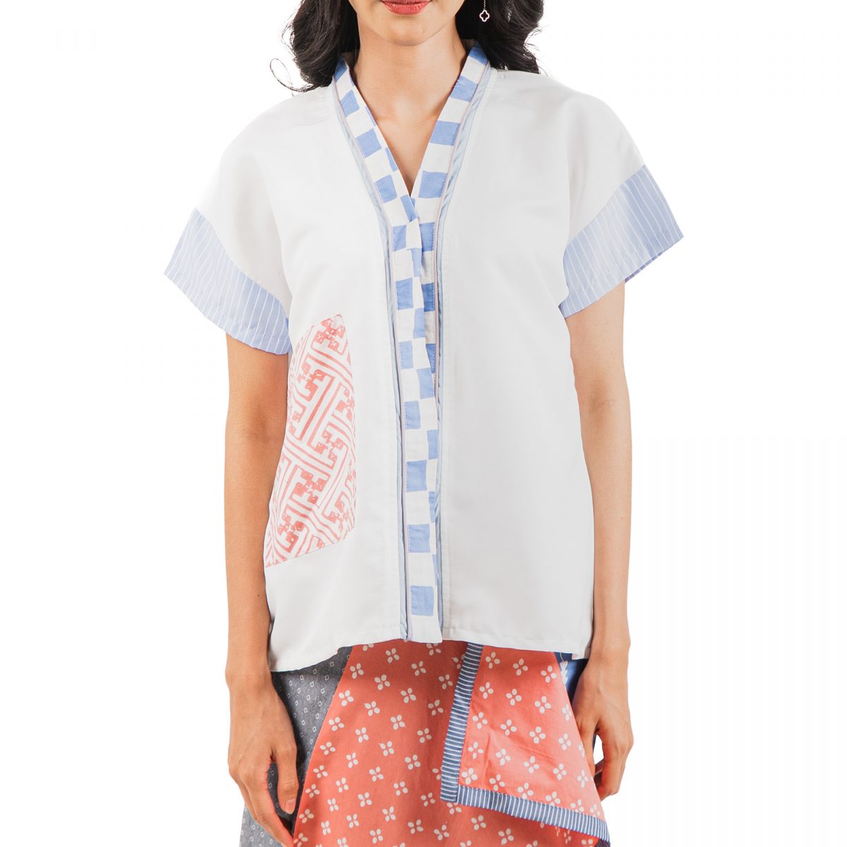 Lindy Blouse White Blue - Image 2