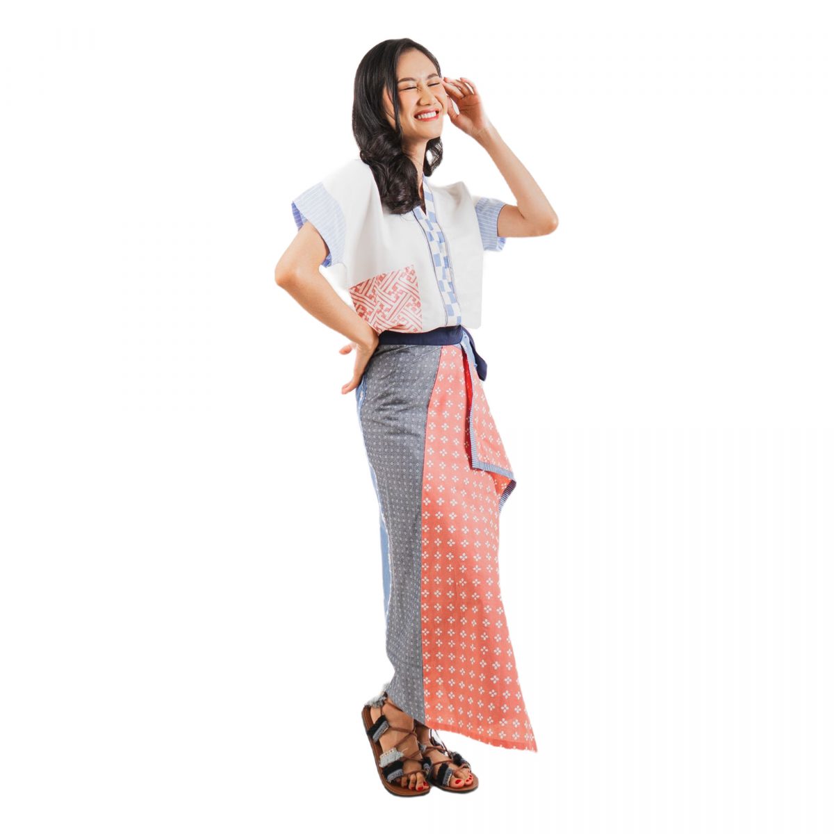 Lindy Blouse White Blue - Image 3