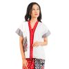 Lindy Blouse White Red