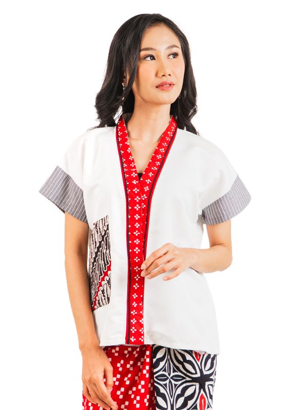 Lindy Blouse White Red