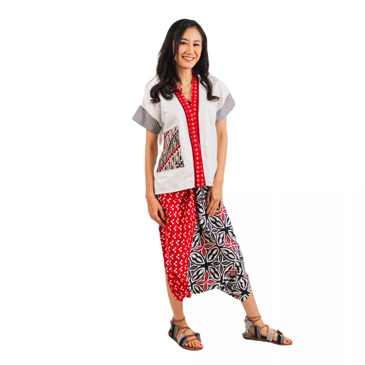 Lindy Blouse White Red - Image 3