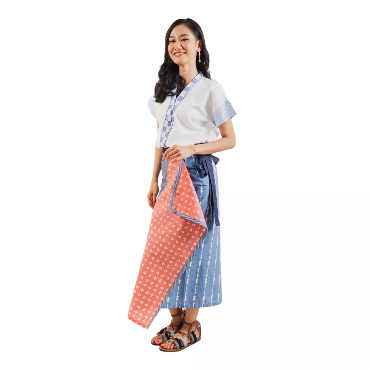 Lindy Blouse White Blue - Image 4