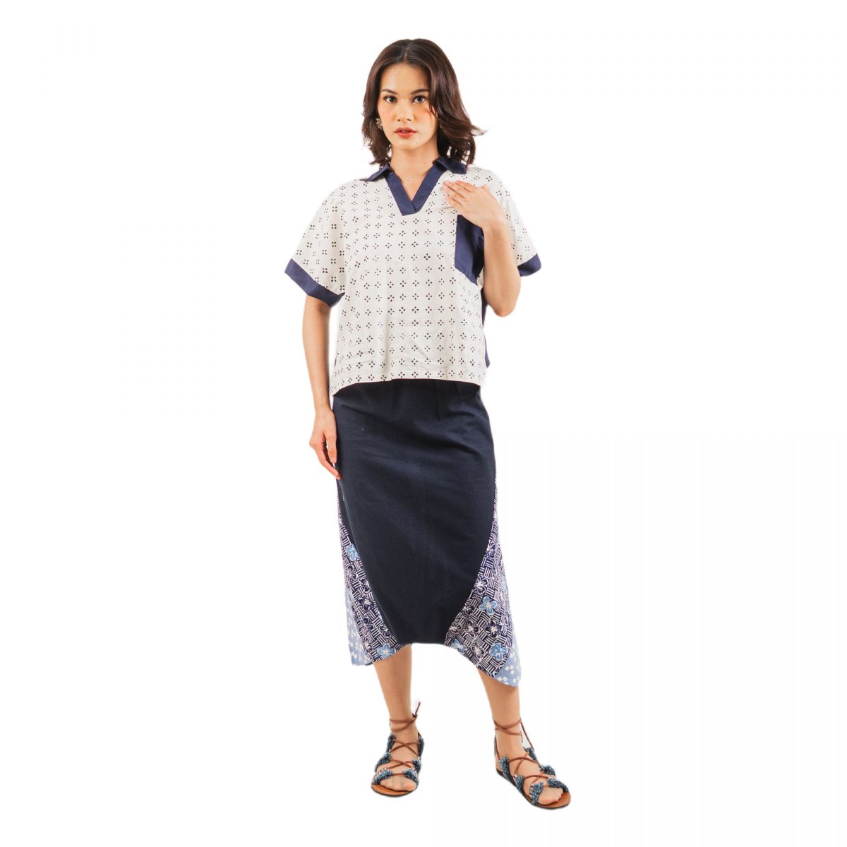Liliana Blouse Cream Navy - Image 6