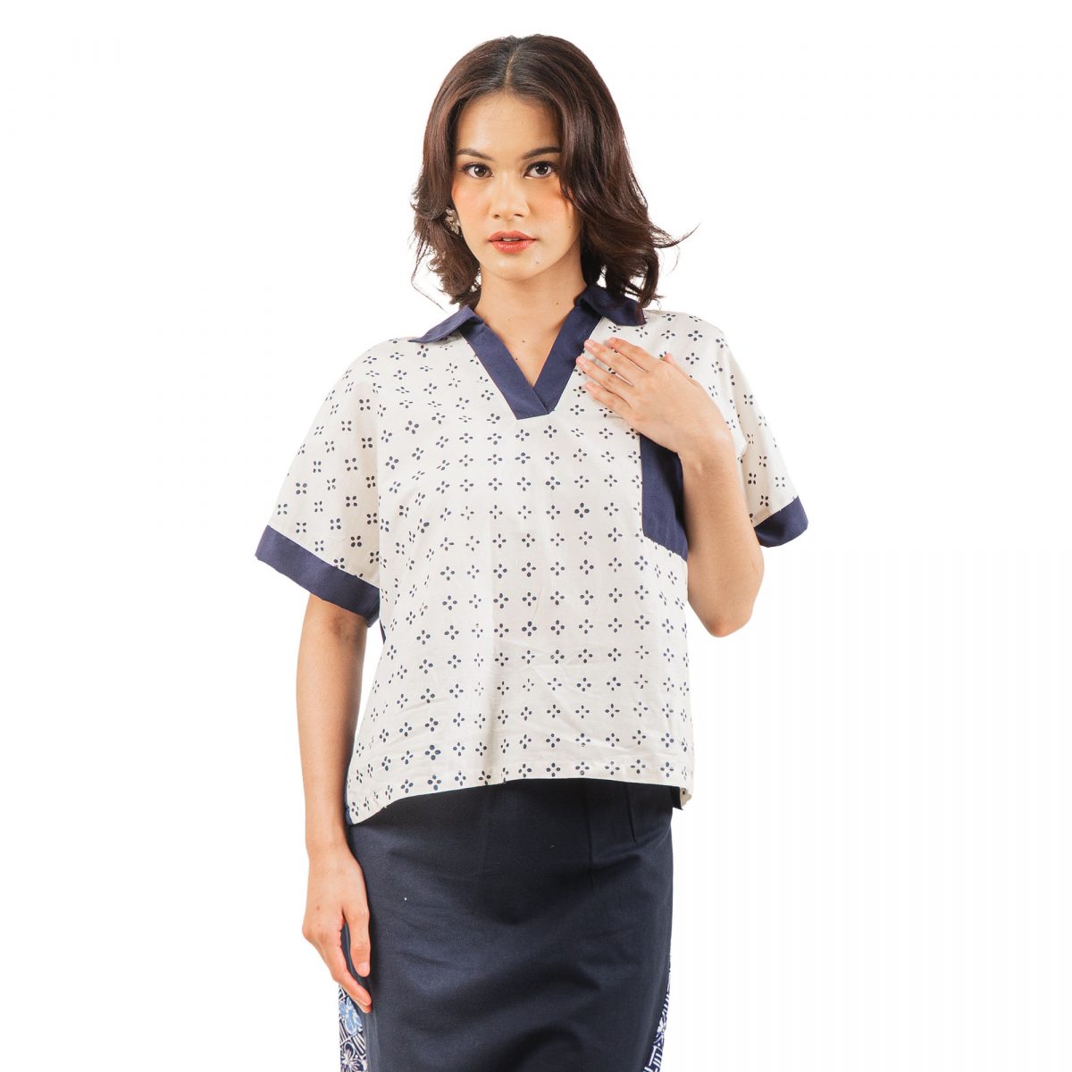 Liliana Blouse Cream Navy