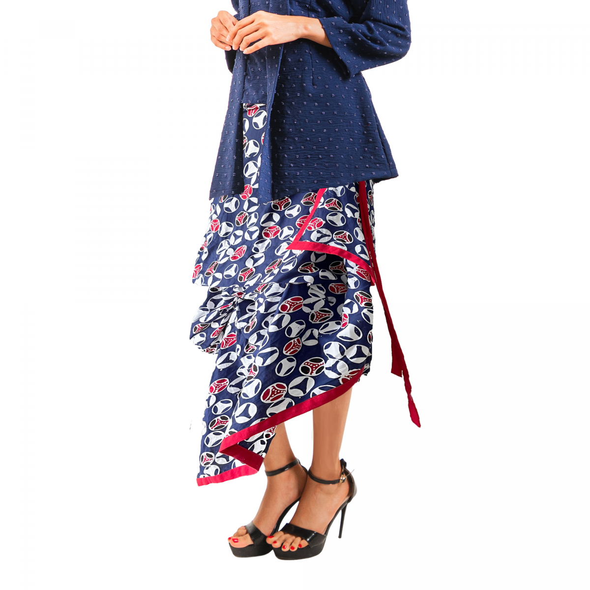Nusantara Skirt Navy Red - Image 4