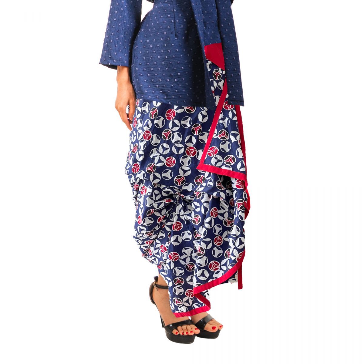 Nusantara Skirt Navy Red - Image 3
