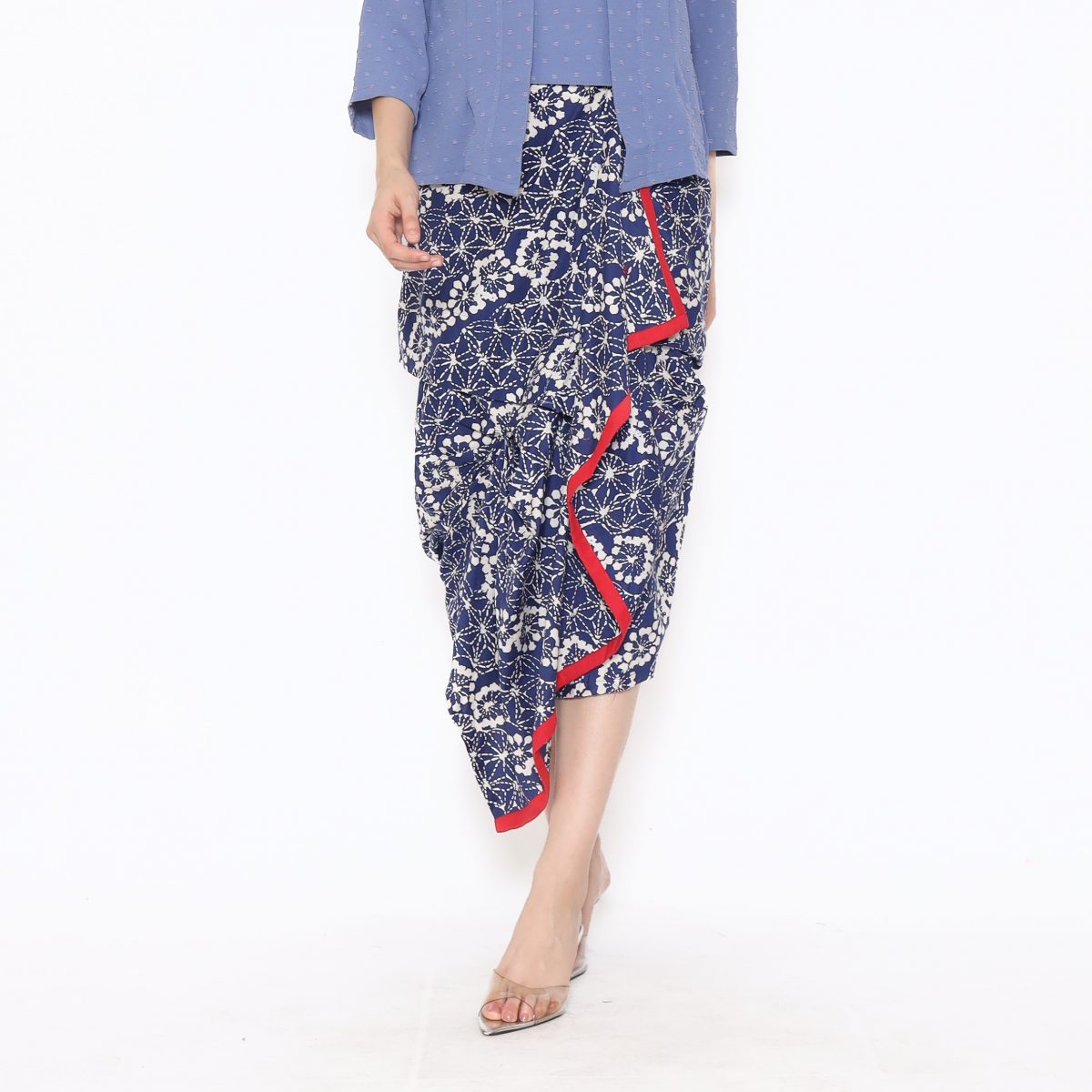 Nusantara Skirt Dotted Line Navy