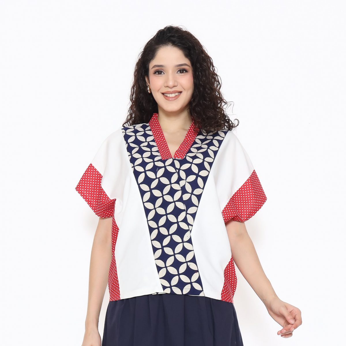 Rosalind Blouse Navy White