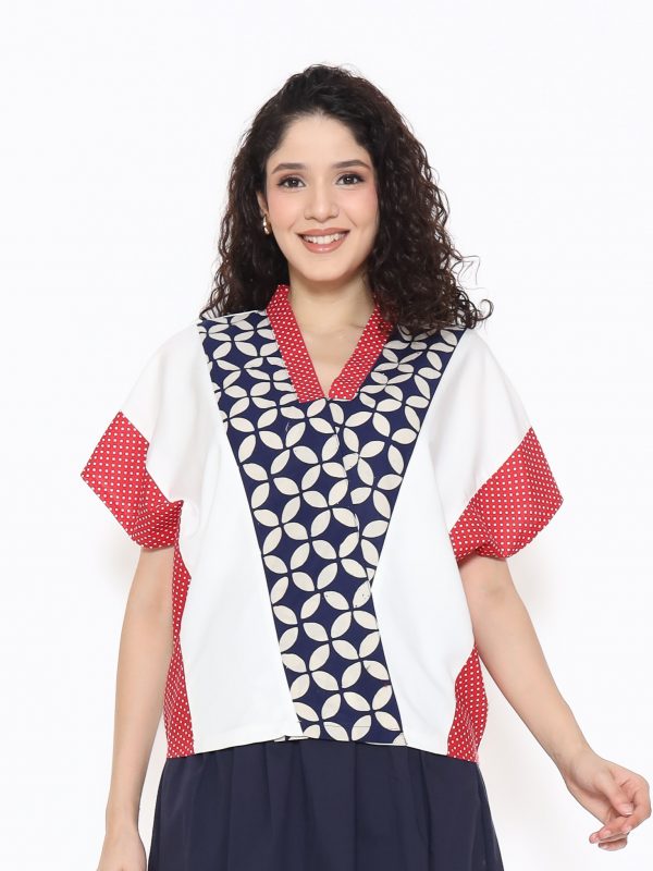 Rosalind Blouse Navy White
