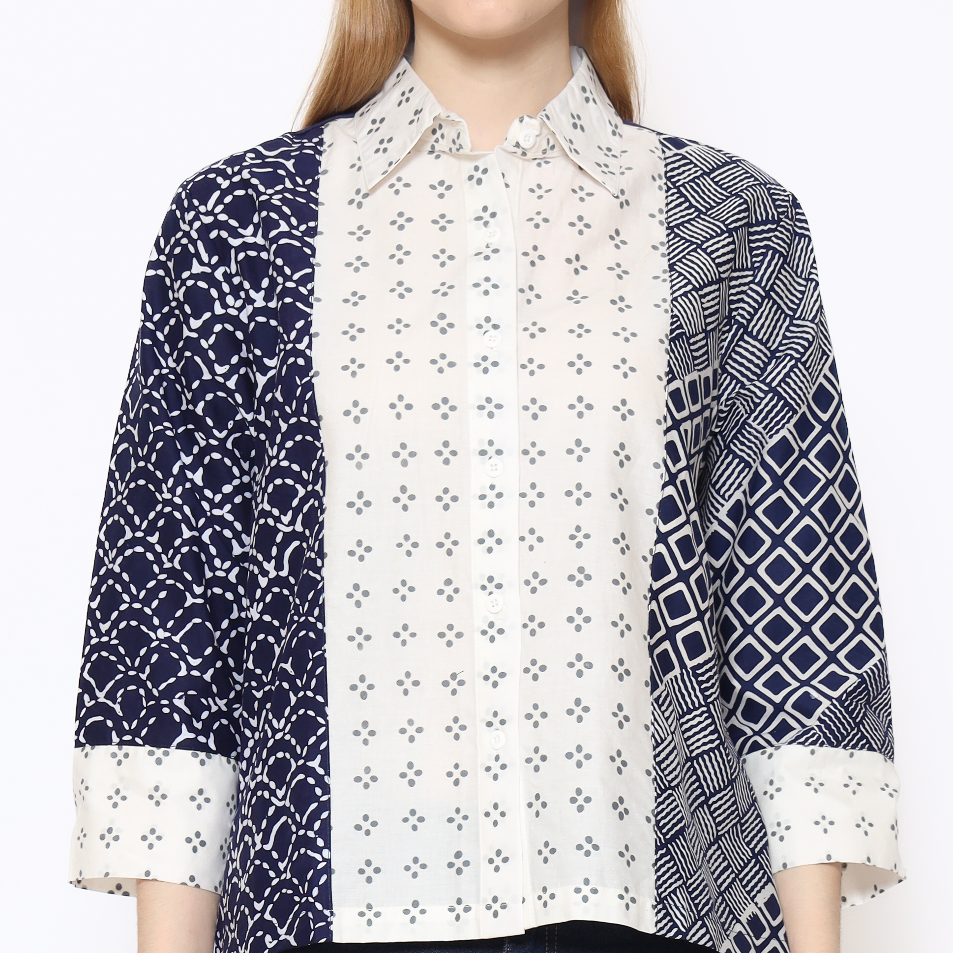 Papuri Shirt Cream Navy - Image 3