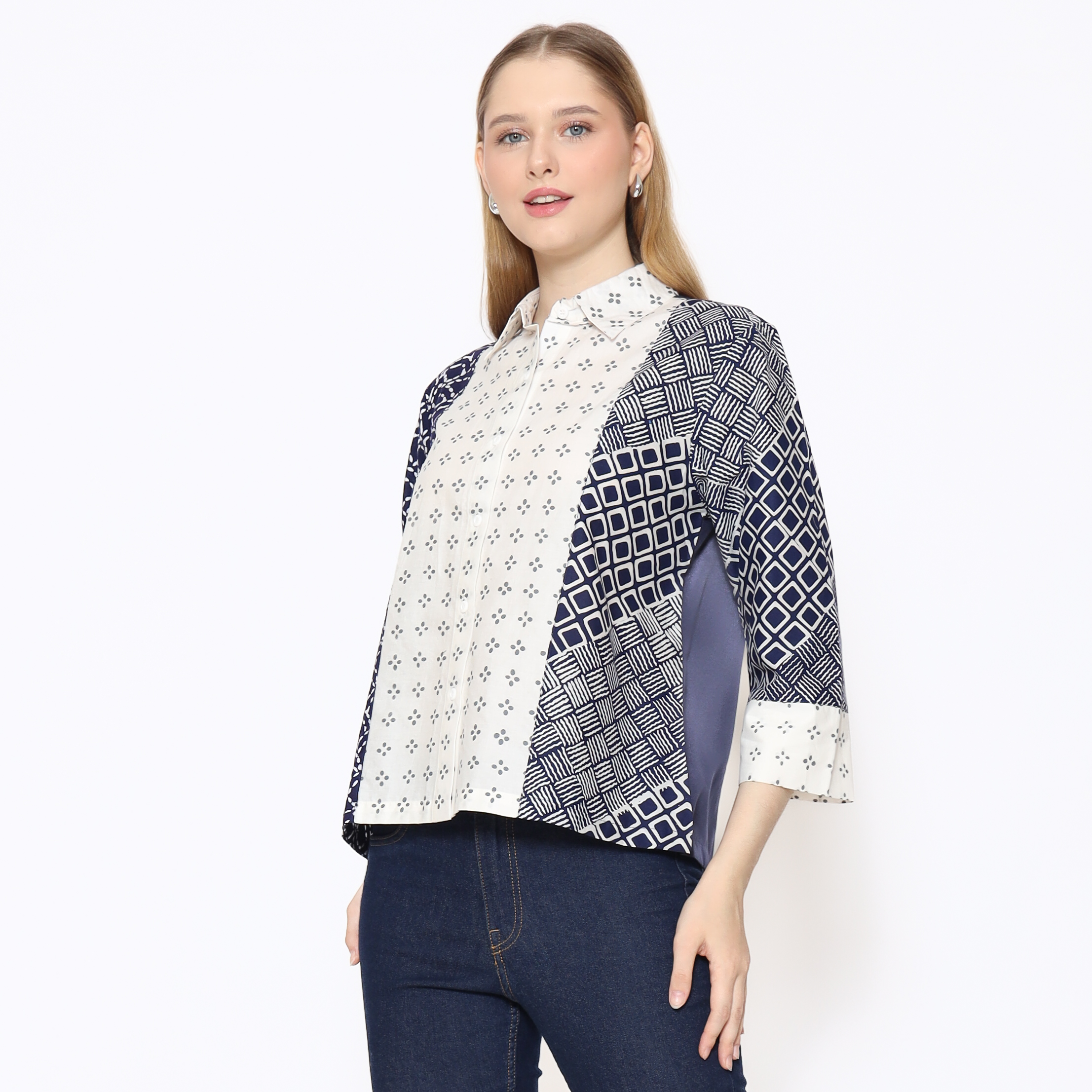 Papuri Shirt Cream Navy - Image 7