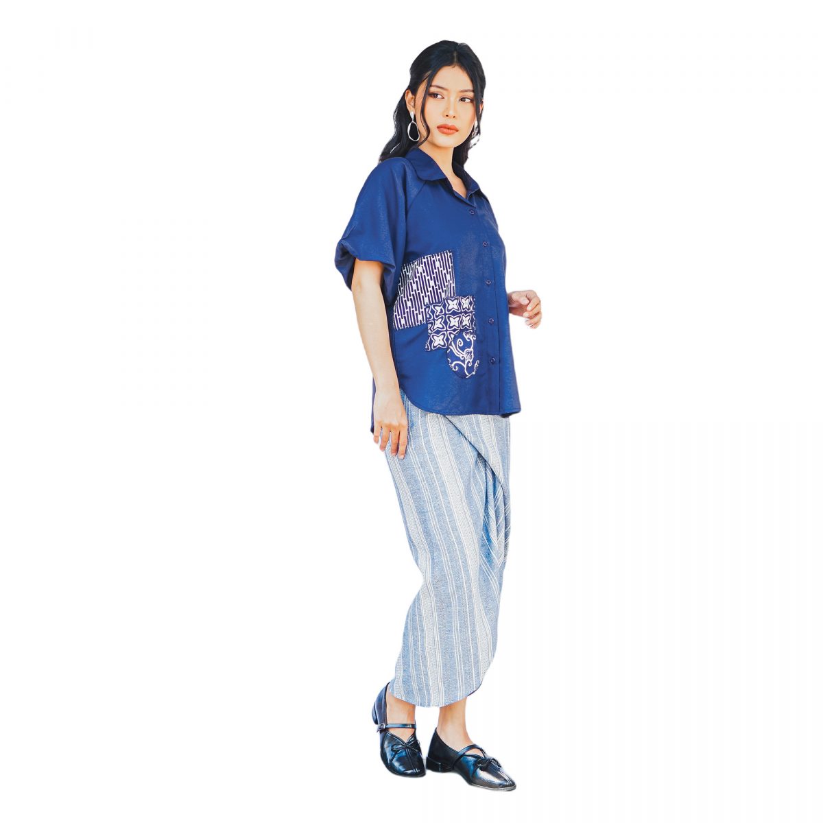 Flower Shirt Navy - Image 4
