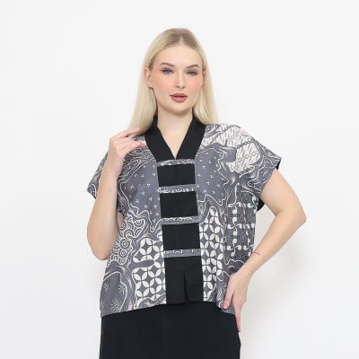 Olivia Blouse Kawung Grey