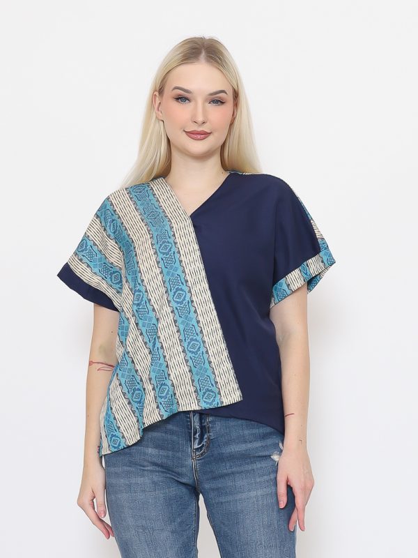 Verona Blouse Cream Blue