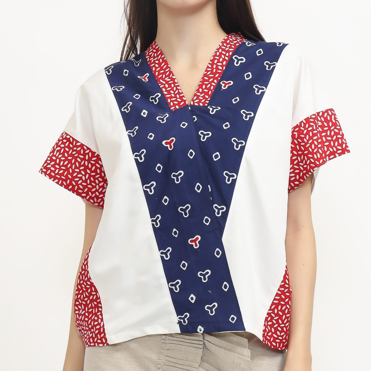 Rosalind Blouse Jumputan Navy - Image 2